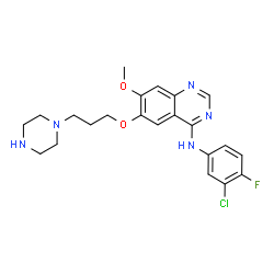 N-(3-氯-4-氟苯基)-7-甲氧基-6-(3-(哌嗪-1-基)丙氧基)喹唑啉-4-胺结构式