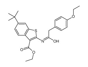 Benzo[b]thiophene-3-carboxylic acid, 6-(1,1-dimethylethyl)-2-[[(4-ethoxyphenyl)acetyl]amino]-, ethyl ester (9CI) Structure