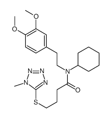 N-cyclohexyl-N-[2-(3,4-dimethoxyphenyl)ethyl]-4-(1-methyltetrazol-5-yl)sulfanylbutanamide结构式