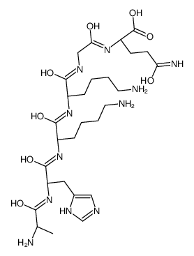 (2S)-5-amino-2-[[2-[[(2S)-6-amino-2-[[(2S)-6-amino-2-[[(2S)-2-[[(2S)-2-aminopropanoyl]amino]-3-(1H-imidazol-5-yl)propanoyl]amino]hexanoyl]amino]hexanoyl]amino]acetyl]amino]-5-oxopentanoic acid结构式