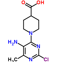 1-(5-amino-2-chloro-6-methylpyrimidin-4-yl)piperidine-4-carboxylic acid结构式