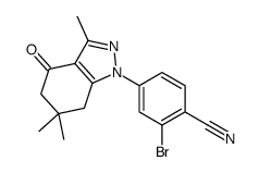 2-溴-4-(3,6,6-三甲基-4-氧代-4,5,6,7-四氢-1H-吲唑-1-基)苯甲腈结构式