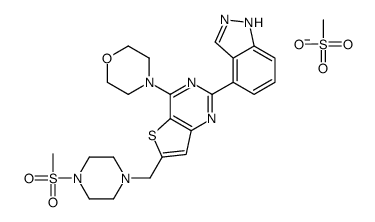 2-(1H-吲唑-4-基)-6-[[4-(甲磺酰基)-1-哌嗪基]甲基]-4-(4-吗啉基)噻吩并[3,2-d]嘧啶甲磺酸盐结构式