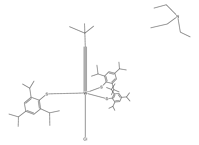 {tungsten(C-t-Bu)(2,4,6-triisopropylbenzenethiolate)3Cl}{HNEt3}结构式
