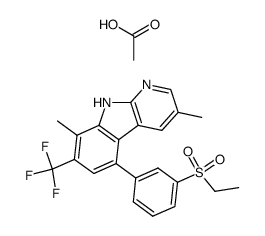 5-(3-(ethylsulfonyl)phenyl)-3,8-dimethyl-7-(trifluoromethyl)-9H-pyrido[2,3-b]indole monoacetate结构式