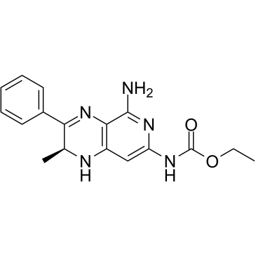 (-)-(S)-N-(5-氨基-2-甲基-3-苯基-l,2-二氢吡啶并[3,4-b]吡嗪-7-基)氨基甲酸乙酯结构式