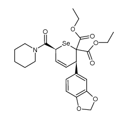 (3R,6S)-diethyl 3-(benzo[d][1,3]dioxol-5-yl)-6-(piperidine-1-carbonyl)-2H-selenopyran-2,2(3H,6H)-dicarboxylate结构式