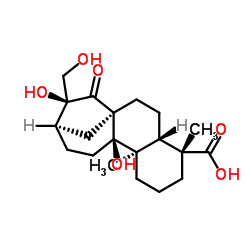 (4ALPHA,16ALPHA)-9,16,17-三羟基-15-氧代贝壳杉烷-18-酸结构式