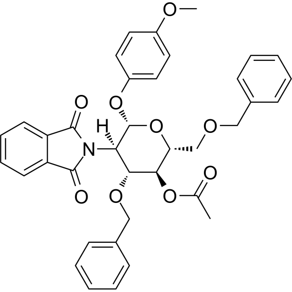 4-甲氧苯基-4-O-乙酰基-3,6-二-O-苄基-2-脱氧-2-苯二甲酰亚氨基-β-D-吡喃葡萄糖苷图片