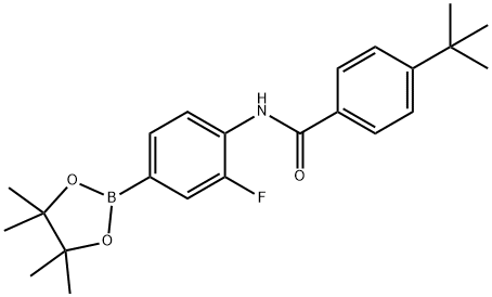 4-(4-叔丁基苯基甲酰胺基)-3-氟苯基硼酸频哪醇酯结构式