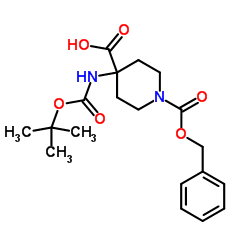 4-叔丁氧羰基氨基哌啶-1,4-二羧酸-1-苄酯结构式