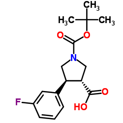 Boc-反式-4-(3-氟苯基)-吡咯烷-3-羧酸结构式