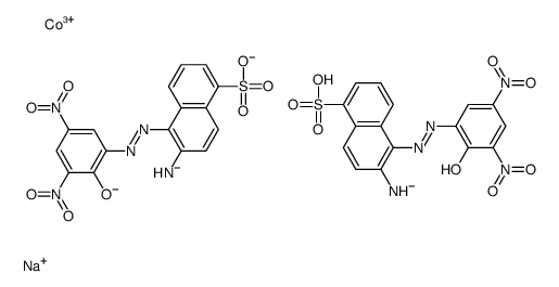 二[6-氨基-5-[(2-羟基-3,5-二硝基苯基)偶氮]-1-萘磺酸根合(3-)]钴酸(3-)二氢钠结构式