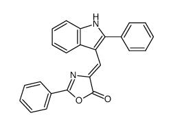 2-phenyl-4-((2-phenyl-1H-indol-3-yl)methylene)oxazol-5(4H)-one结构式