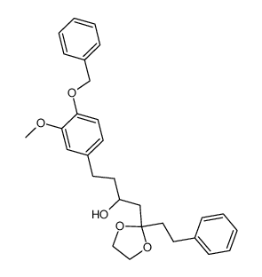 4-(4-(benzyloxy)-3-methoxyphenyl)-1-(2-phenethyl-1,3-dioxolan-2-yl)butan-2-ol结构式