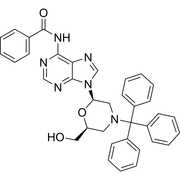 N6-Benzoyl-7’-OH-N-trityl morpholino adenine结构式