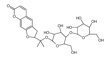 (2R)-2-[2-[(2S,3R,4R,5S,6R)-3,4-dihydroxy-6-(hydroxymethyl)-5-[(2R,3R,4S,5S,6R)-3,4,5-trihydroxy-6-(hydroxymethyl)oxan-2-yl]oxyoxan-2-yl]oxypropan-2-yl]-2,3-dihydrofuro[3,2-g]chromen-7-one Structure