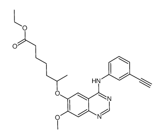 ethyl 6-(4-(3-ethynylphenylamino)-7-methoxyquinazolin-6-yloxy)heptanoate结构式