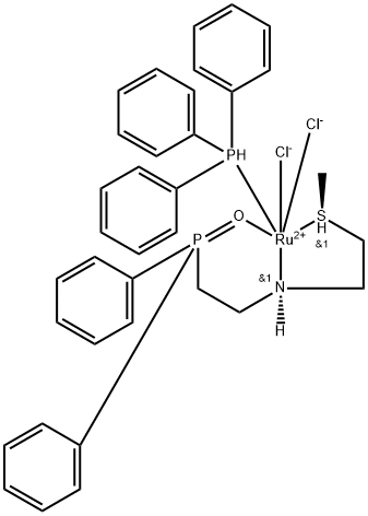 Dichloro[rel-[N(S)]-N-[2-(diphenylphosphinyl-κO)ethyl]-2-[(R)-methylthio-κS]ethanamine-κN](triphenylphosphine) ruthenium Structure