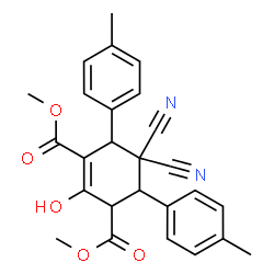 Dimethyl 5,5-dicyano-2-hydroxy-4,6-bis(4-methylphenyl)-1-cyclohexene-1,3-dicarboxylate结构式