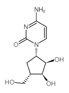 2 (1H)-Pyrimidinone, 4-amino-1-(2, 3-dihydroxy-4-(hydroxymethyl)cyclopentyl)-,(1.alpha.,2.beta., 3.beta.,4.alpha.)- (PM)-结构式