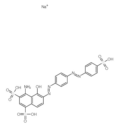 1,3-Naphthalenedisulfonicacid, 4-amino-5-hydroxy-6-[2-[4-[2-(4-sulfophenyl)diazenyl]phenyl]diazenyl]-,sodium salt (1:3)结构式