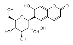 (+)-6-β-D-Glucopyranosyl-5,7-dihydroxy-2H-1-benzopyran-2-one结构式