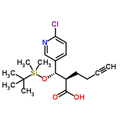 (R)-2-((S)-(6-chloropyridin-3-yl)((trimethylsilyl)oxy)methyl)hex-5-ynoic acid Structure