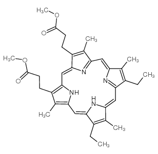 21H,23H-Porphine-2,18-dipropanoicacid, 7,12-diethyl-3,8,13,17-tetramethyl-, 2,18-dimethyl ester structure