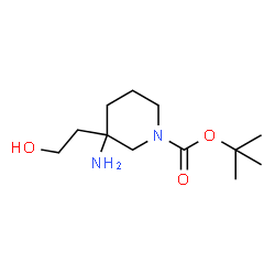 tert-butyl 3-amino-3-(2-hydroxyethyl)piperidine-1-carboxylate结构式