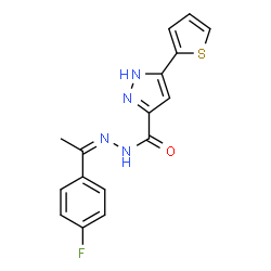 (Z)-N-(1-(4-fluorophenyl)ethylidene)-3-(thiophen-2-yl)-1H-pyrazole-5-carbohydrazide结构式