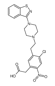 5-[2-[4-(1,2-苯并异噻唑-3-基)-1-哌嗪基]乙基]-4-氯-2-硝基-苯乙酸结构式