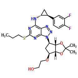2-[[(3aS,4R,6S,6aR)-4-[7-[[(1R,2S)-2-(3,4-Difluorophenyl)cyclopropyl]amino]-5-(propylthio)-3H-[1,2,3]triazolo[4,5-d]pyrimidin-3-yl]-2,2-dimethyl-tetrahydro-3aH-cyclopenta[d][1,3]dioxol-6-yl]oxy]ethanol Structure