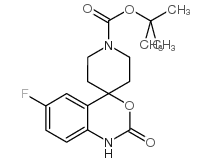 6-氟-1,2-二氢-2-氧代螺[4H-3,1-苯并恶嗪-4,4'-哌啶]-1'-羧酸叔丁酯结构式
