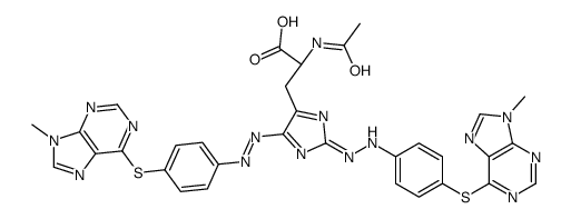 (2S)-2-acetamido-3-[5-[[4-(9-methylpurin-6-yl)sulfanylphenyl]diazenyl]-2-[[4-(9-methylpurin-6-yl)sulfanylphenyl]hydrazinylidene]imidazol-4-yl]propanoic acid结构式