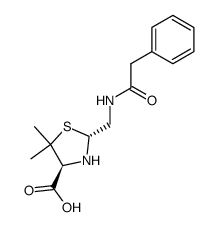 [2R-[2α,4β]]-5,5-dimethyl-2-[[(phenylacetyl)amino]methyl]-4-thiazolidinecarboxylic acid Structure