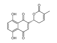 5,8-Dihydroxy-2-((R)-5-methyl-6-oxo-3,6-dihydro-2H-pyran-2-yl)-[1,4]naphthoquinone Structure