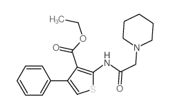 3-Thiophenecarboxylic acid, 4-phenyl-2-((1-piperidinylacetyl)amino)-, ethyl ester Structure