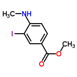 3-碘-4-(甲基氨基)苯甲酸甲酯结构式