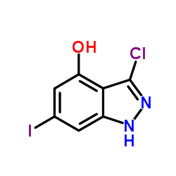 3-Chloro-6-iodo-1H-indazol-4-ol结构式
