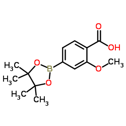 2-甲氧基-4-(4,4,5,5-四甲基-1,3,2-二氧硼杂环戊烷-2-基)苯甲酸结构式