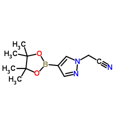 2-(4-(4,4,5,5-Tetramethyl-1,3,2-dioxaborolan-2-yl)-1H-pyrazol-1-yl)acetonitrile Structure