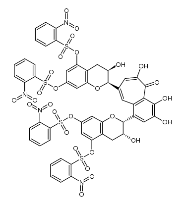 (2R,3R)-5,7,5,7-tetra-O-(2-nitrobenzenesulfonyl)theaflavin结构式