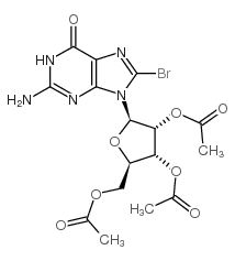 (2R, 3R, 4R, 5R)-2-(乙酰氧基甲基)-5-(2-氨基-8-溴-6-氧代-1H-嘌呤-9(6H)-基)四氢呋喃-3, 4-二基 二乙酸酯结构式