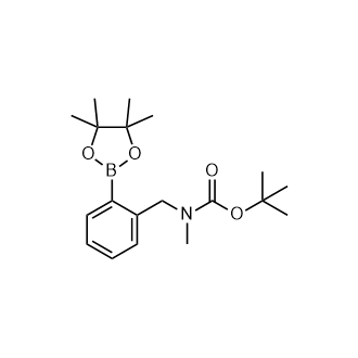叔丁基甲基(2-(4,4,5,5-四甲基-1,3,2-二氧杂硼杂环戊烷-2-基)苄基)氨基甲酸酯结构式
