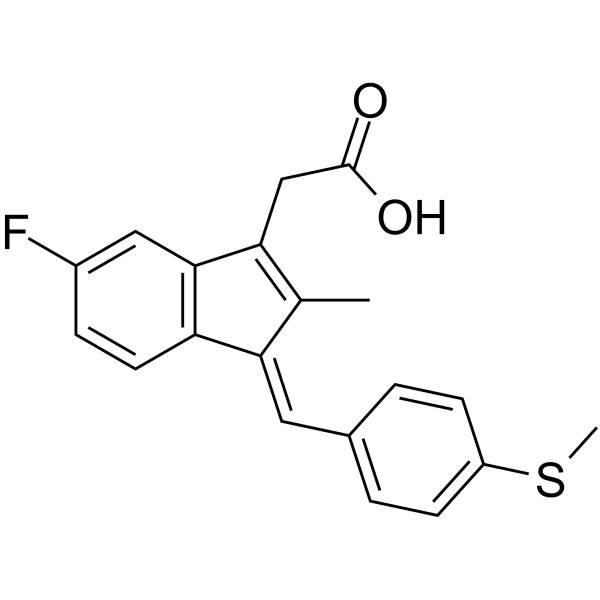 5-氟-2-甲基-1-(4-甲硫基亚苄基)茚-3-乙酸结构式