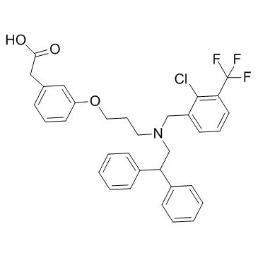 3-[3-[[[2-氯-3-(三氟甲基)苯基]甲基](2,2-联苯基乙基)氨基]丙氧基]苯乙酸盐酸盐结构式