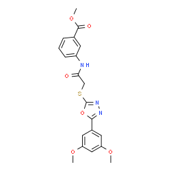 3-(2-((5-(3,5-二甲氧基苯基)-1,3,4-恶二唑-2-基)硫基)乙酰氨基)苯甲酸甲酯结构式