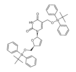 5-t-butyldiphenylsilyloxymethyl-5'-O-t-butyldiphenylsilyl-2',3'-didehydro-2',3'-dideoxyuridine Structure