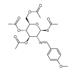 3,4,6-Tri-O-acetyl-S-acetyl-N-(4-methoxy-benzyliden)-1-thio-β-D-glucosamin Structure